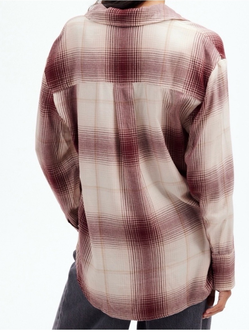 Madewell Heathered Flannel Popover Top Oversized Shirt Soft Size XS - Picture 8 of 9